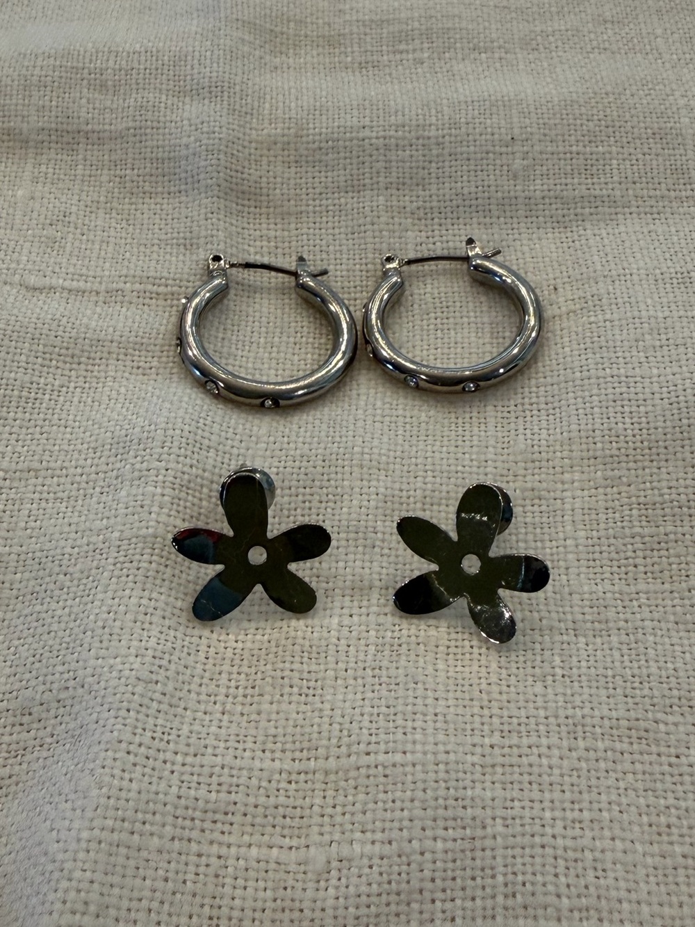 2 pair silver earrings